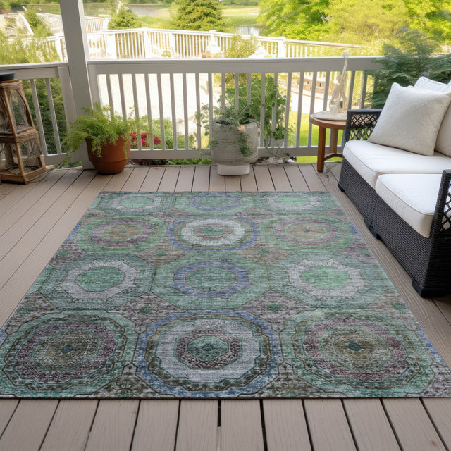 Addison Chantille ACN2049 Panel Machine Made Transitional Green Rug