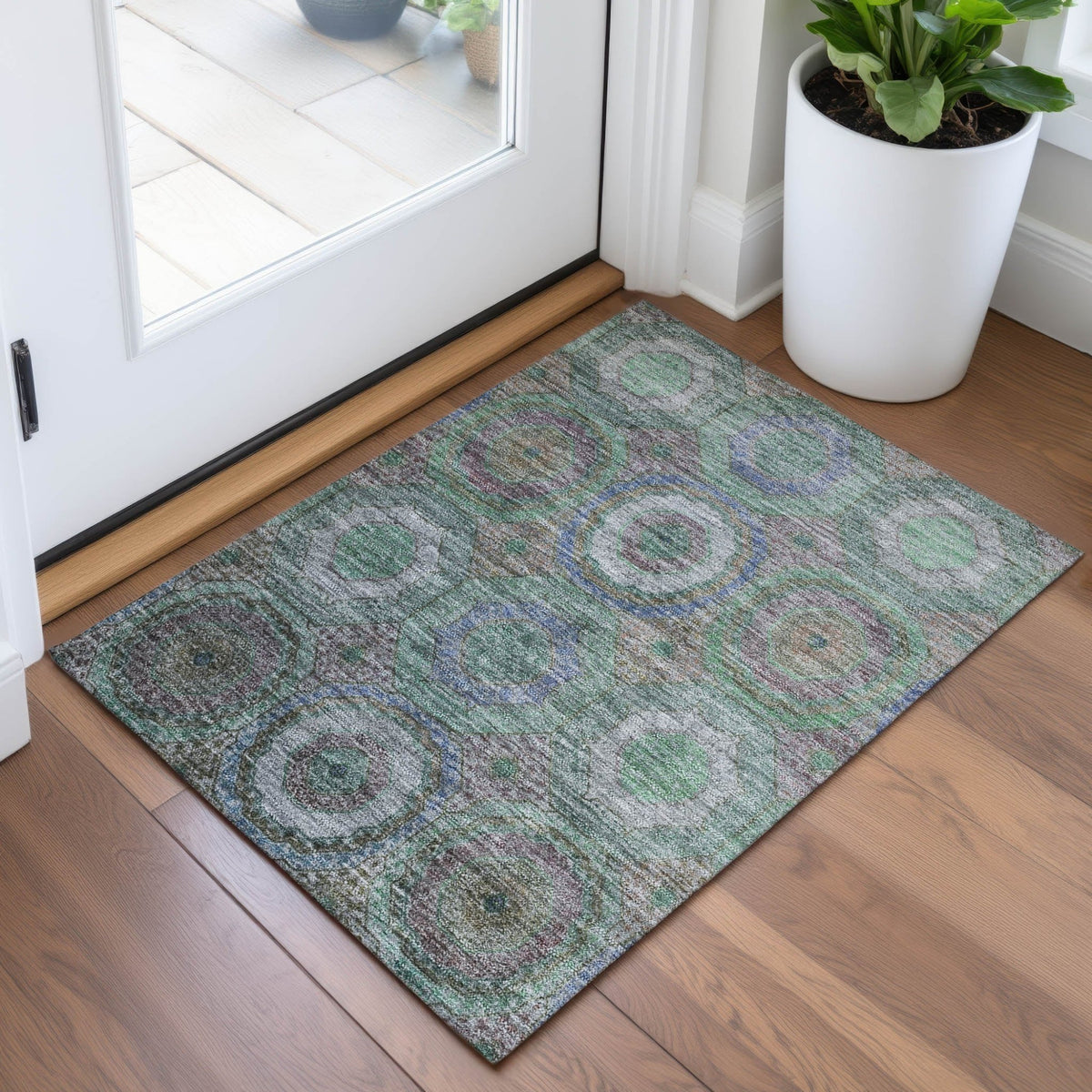 Addison Chantille ACN2049 Panel Machine Made Transitional Green Rug
