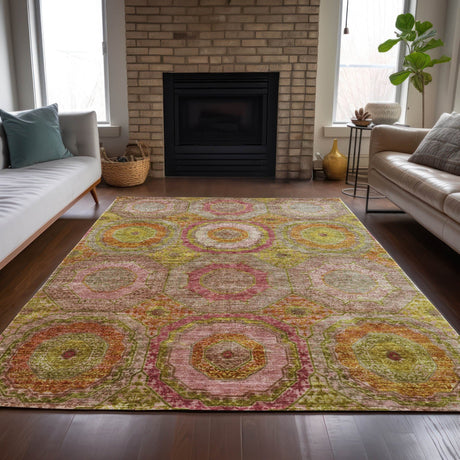 Addison Chantille ACN2049 Panel Machine Made Transitional Orange Rug
