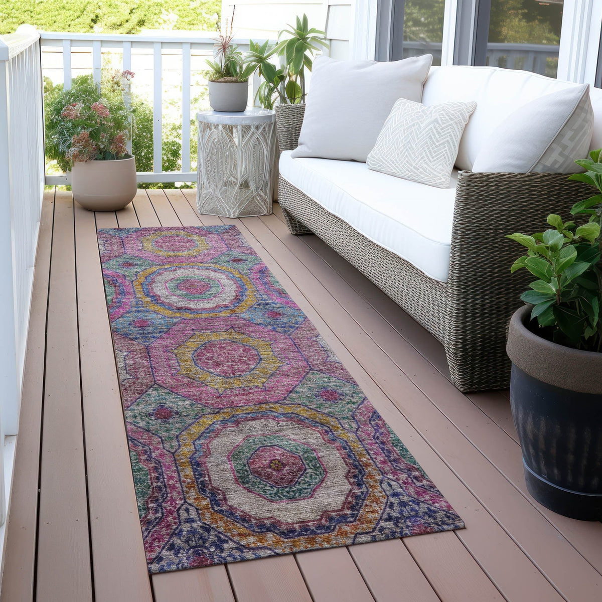 Addison Chantille ACN2049 Panel Machine Made Transitional Pink Rug