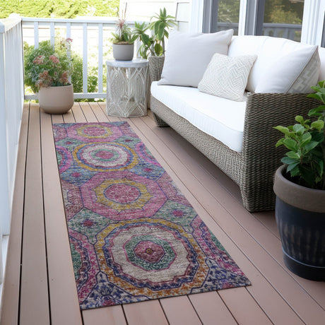Addison Chantille ACN2049 Panel Machine Made Transitional Pink Rug