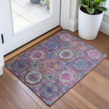 Addison Chantille ACN2049 Panel Machine Made Transitional Pink Rug