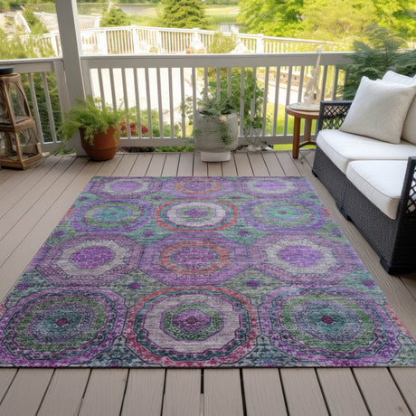 Addison Chantille ACN2049 Panel Machine Made Transitional Purple Rug