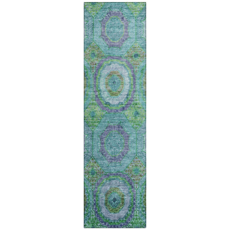 Addison Chantille ACN2049 Panel Machine Made Transitional Teal Rug