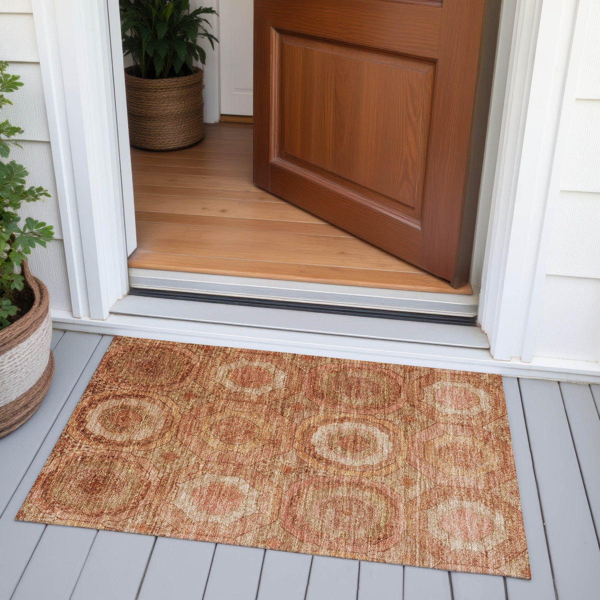 Addison Chantille ACN2050 Panel Machine Made Transitional Terracotta Rug
