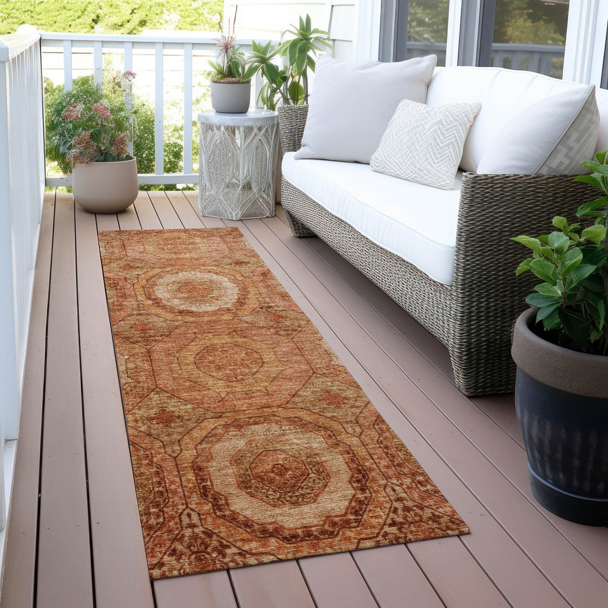 Addison Chantille ACN2050 Panel Machine Made Transitional Terracotta Rug