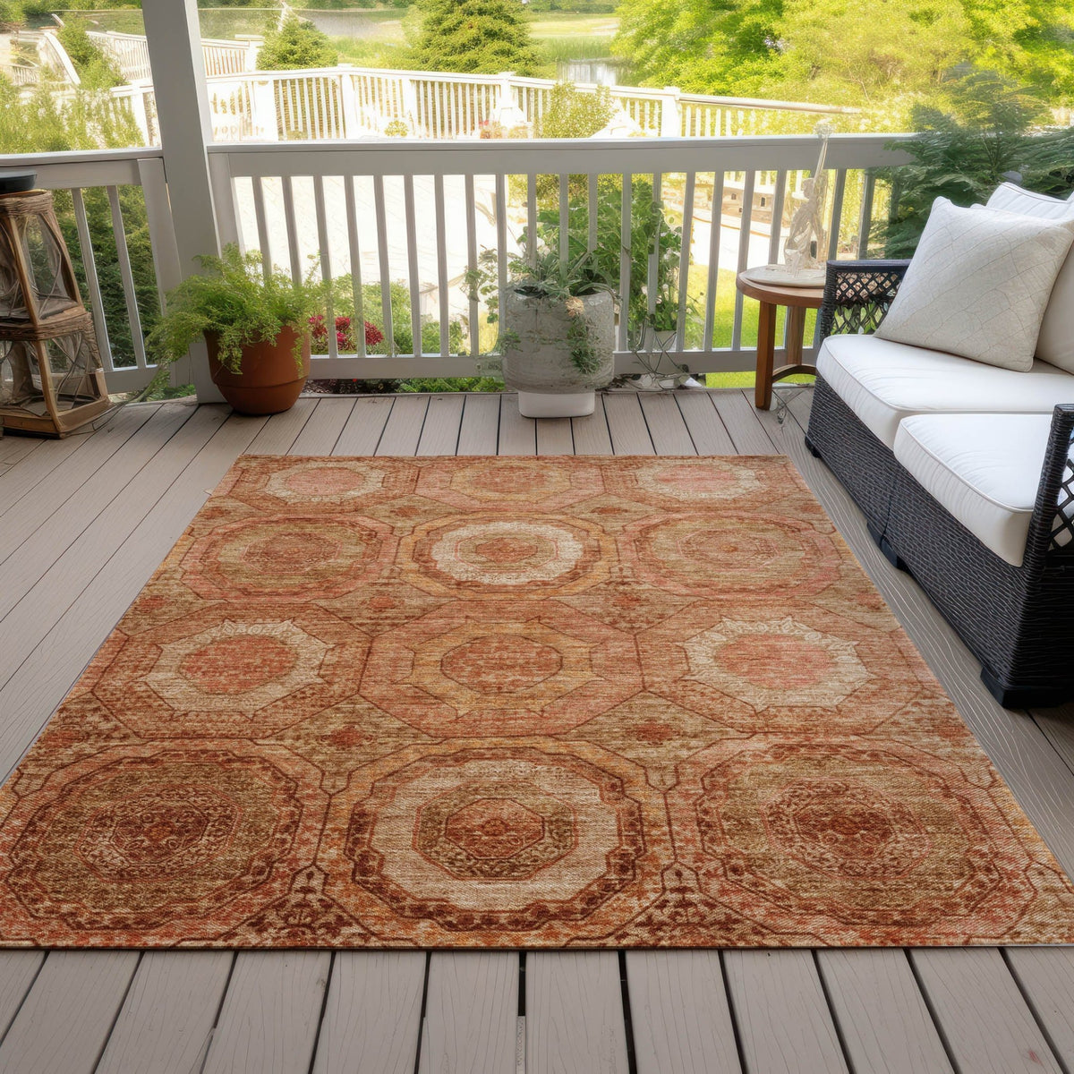 Addison Chantille ACN2050 Panel Machine Made Transitional Terracotta Rug