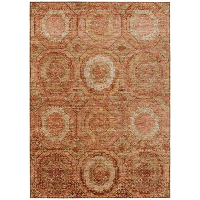 Addison Chantille ACN2050 Panel Machine Made Transitional Terracotta Rug