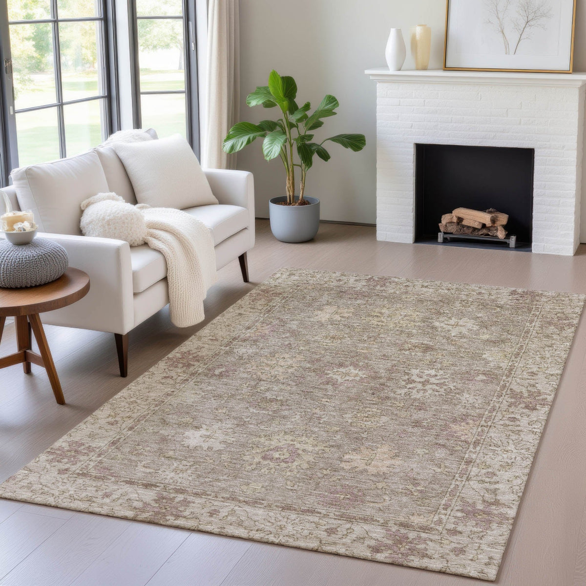 Addison Chantille ACN2051 Global Machine Made Traditional Khaki Rug