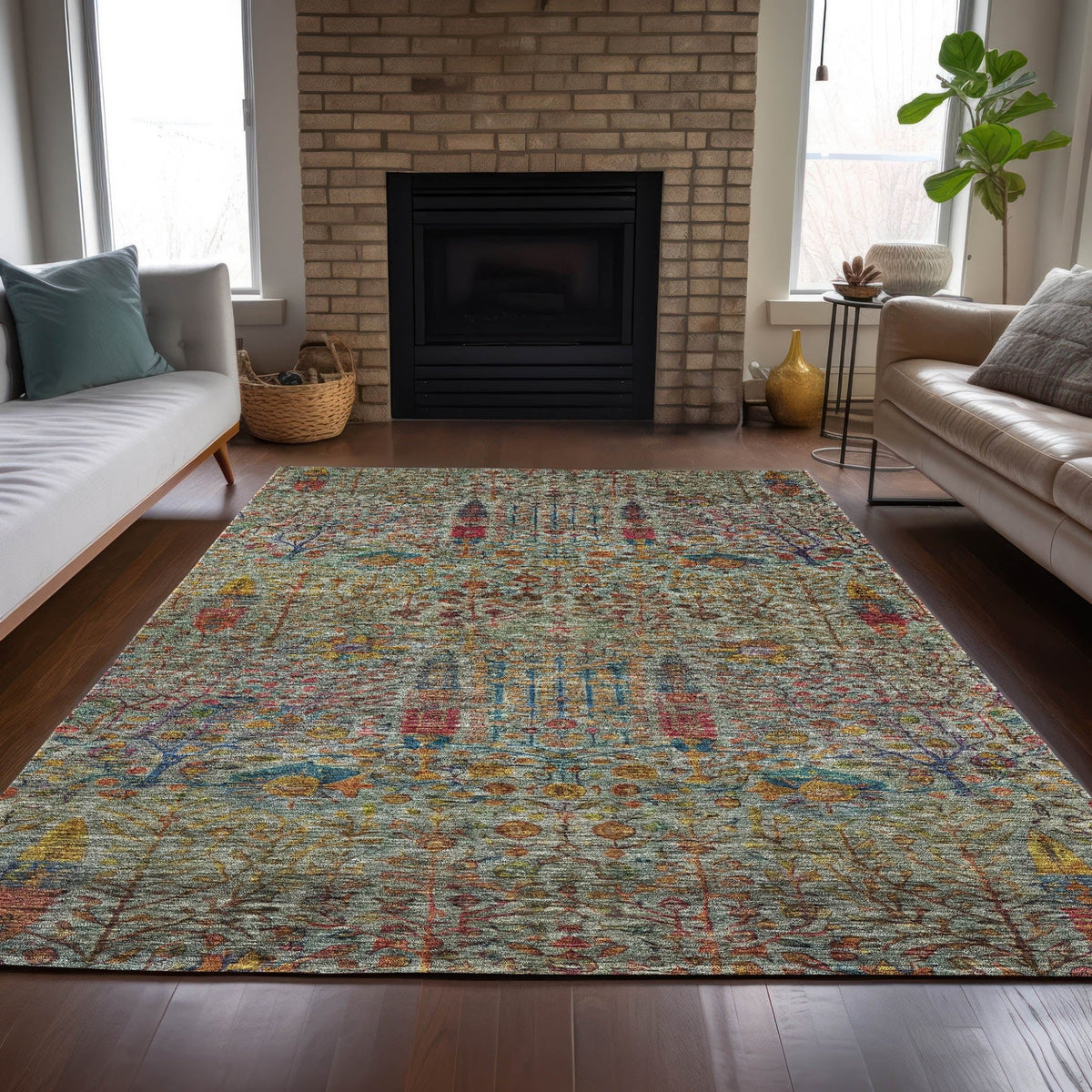 Addison Chantille ACN2053 Americana Machine Made Transitional Green Rug