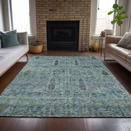 Addison Chantille ACN2053 Americana Machine Made Transitional Teal Rug