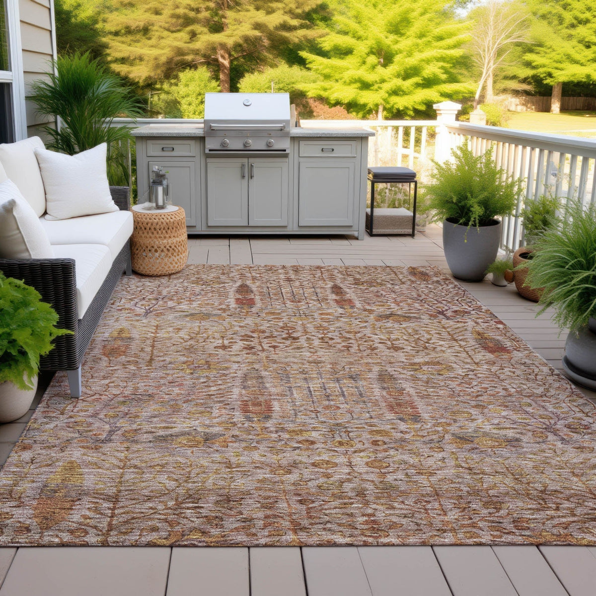 Addison Chantille ACN2053 Americana Machine Made Transitional Terracotta Rug