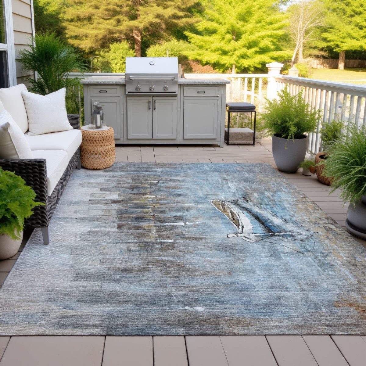Addison Chantille ACN2056 Nautical Machine Made Transitional Blue Rug