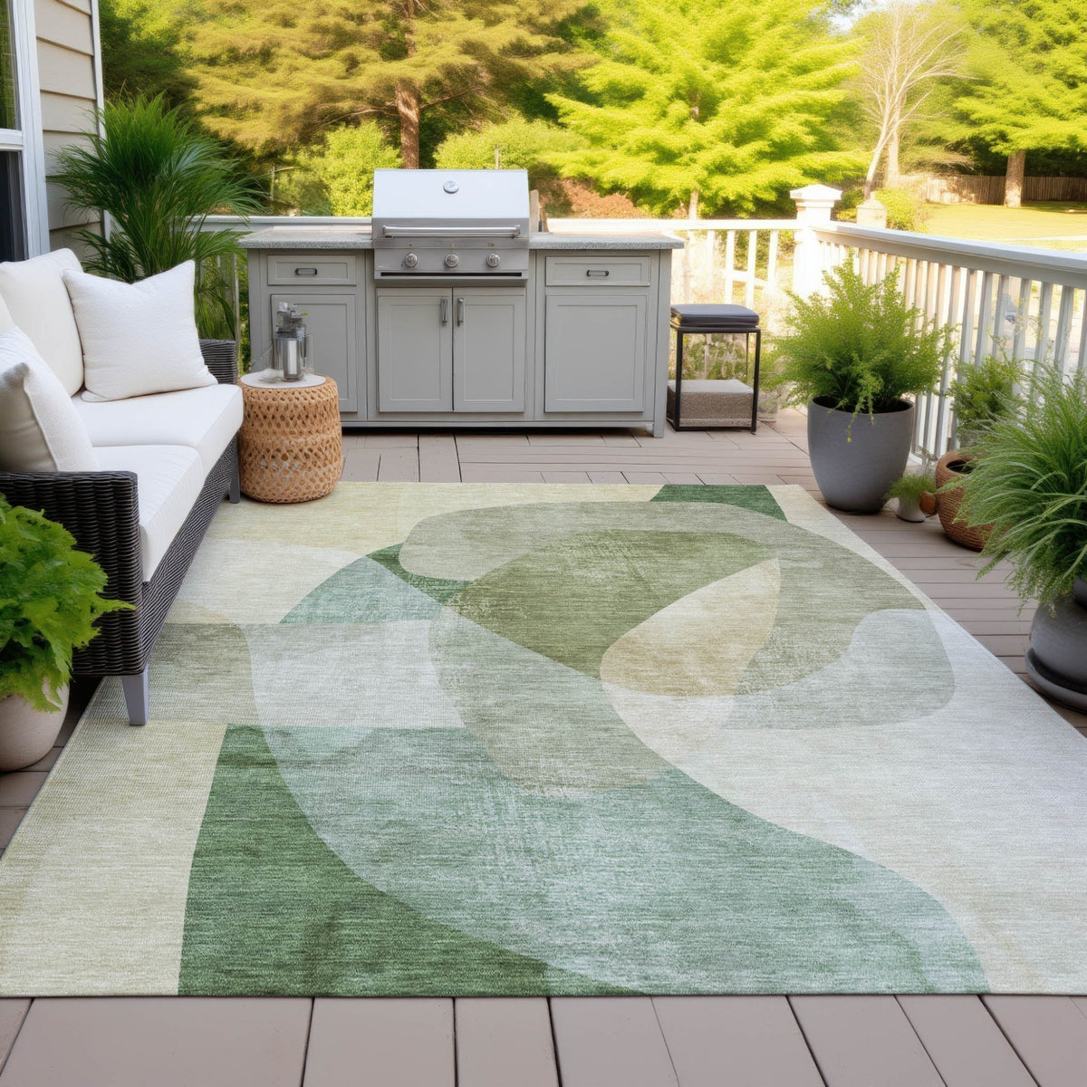 Addison Chantille ACN2057 Abstract Machine Made Transitional Aloe Rug