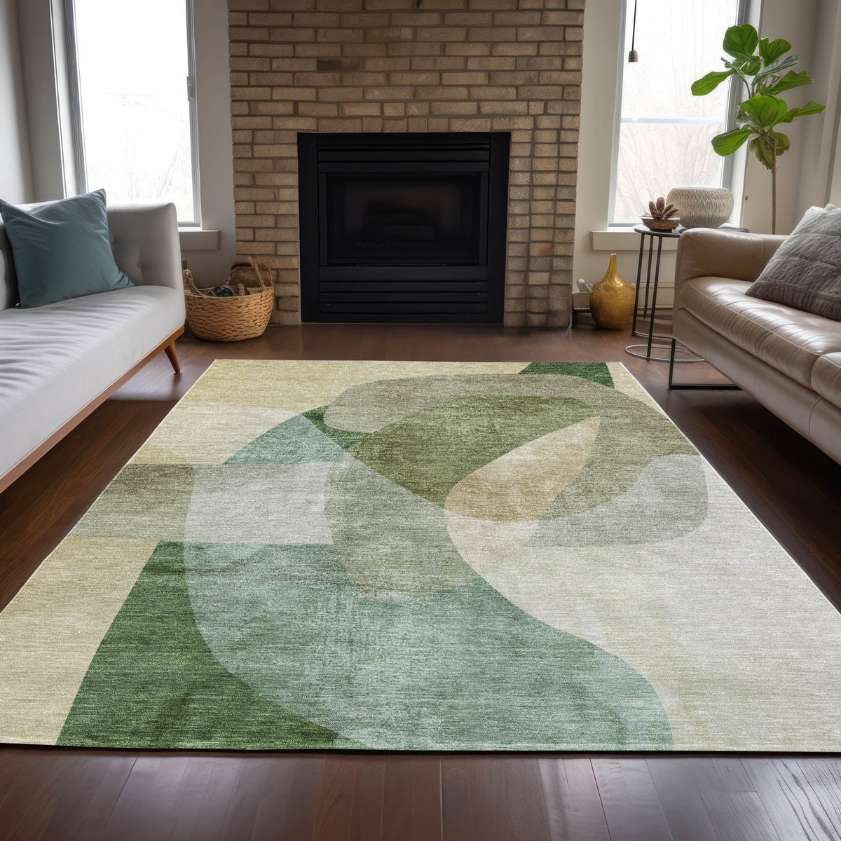 Addison Chantille ACN2057 Abstract Machine Made Transitional Aloe Rug