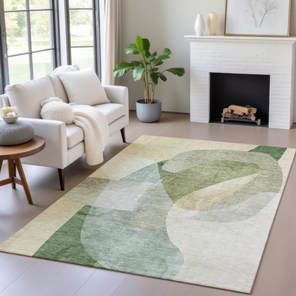 Addison Chantille ACN2057 Abstract Machine Made Transitional Aloe Rug