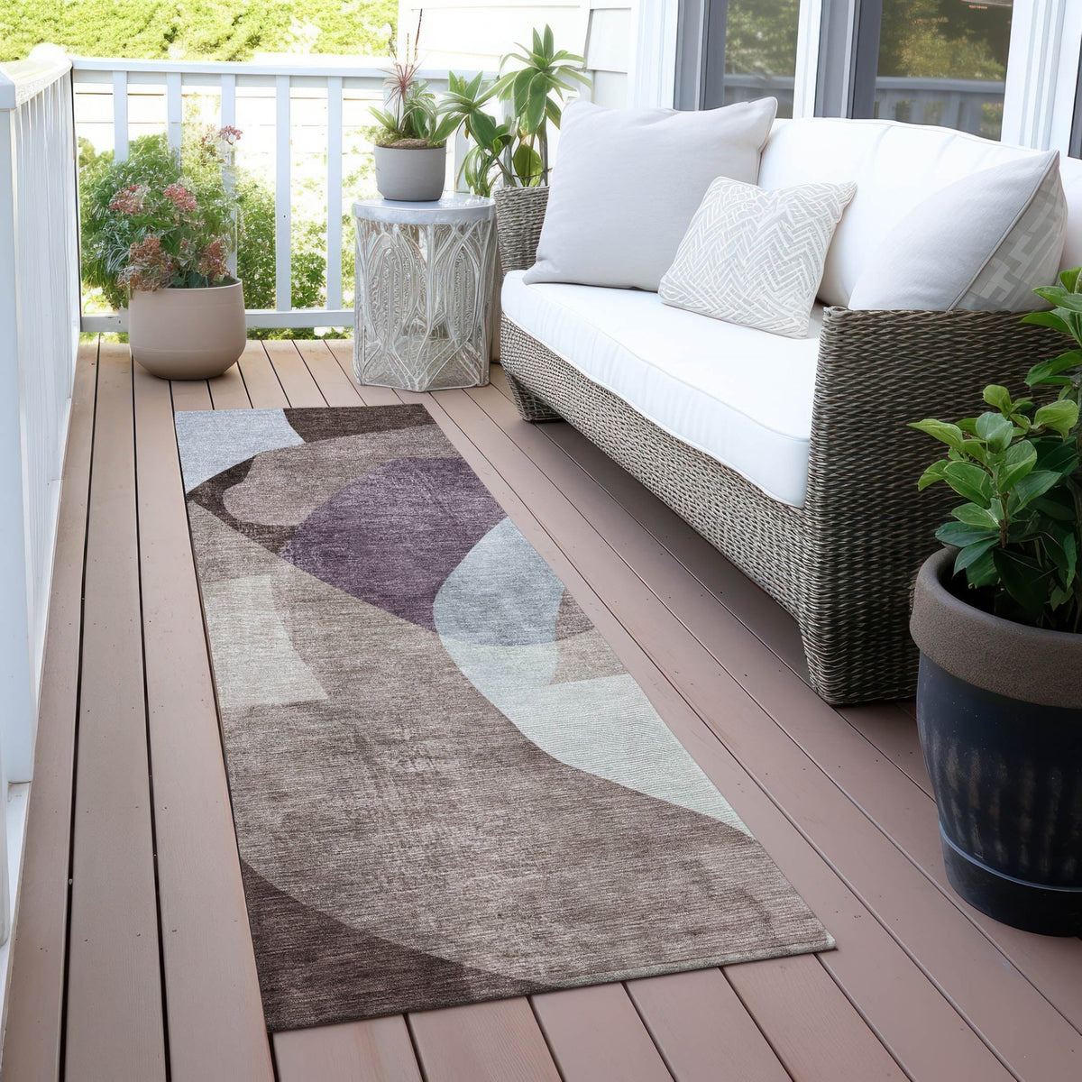 Addison Chantille ACN2058 Abstract Machine Made Transitional Brown Rug