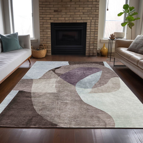 Addison Chantille ACN2058 Abstract Machine Made Transitional Brown Rug
