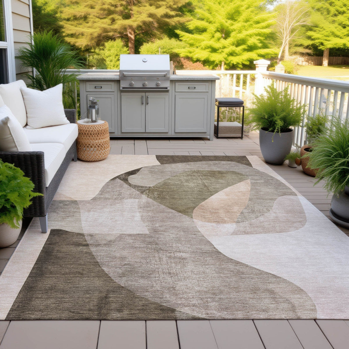 Addison Chantille ACN2058 Abstract Machine Made Transitional Taupe Rug