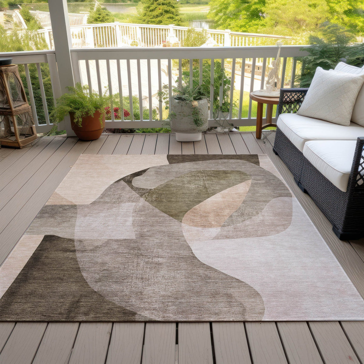 Addison Chantille ACN2058 Abstract Machine Made Transitional Taupe Rug