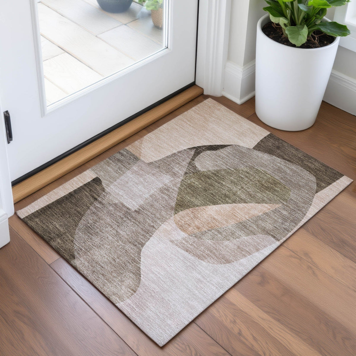Addison Chantille ACN2058 Abstract Machine Made Transitional Taupe Rug
