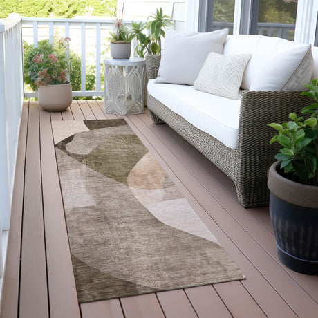 Addison Chantille ACN2058 Abstract Machine Made Transitional Taupe Rug