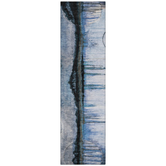 Addison Chantille ACN2059 Abstract Machine Made Transitional Blue Rug