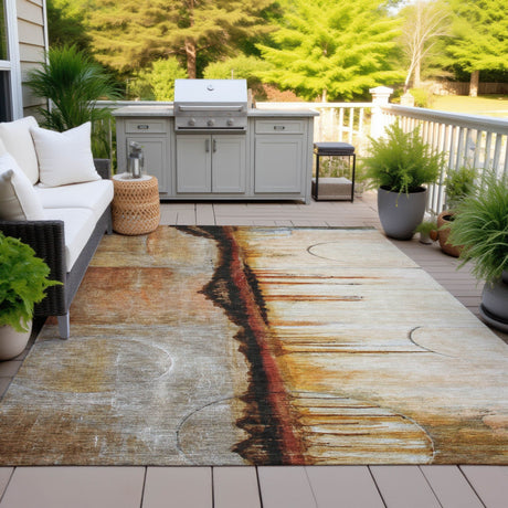 Addison Chantille ACN2059 Abstract Machine Made Transitional Paprika Rug