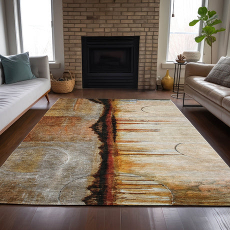 Addison Chantille ACN2059 Abstract Machine Made Transitional Paprika Rug