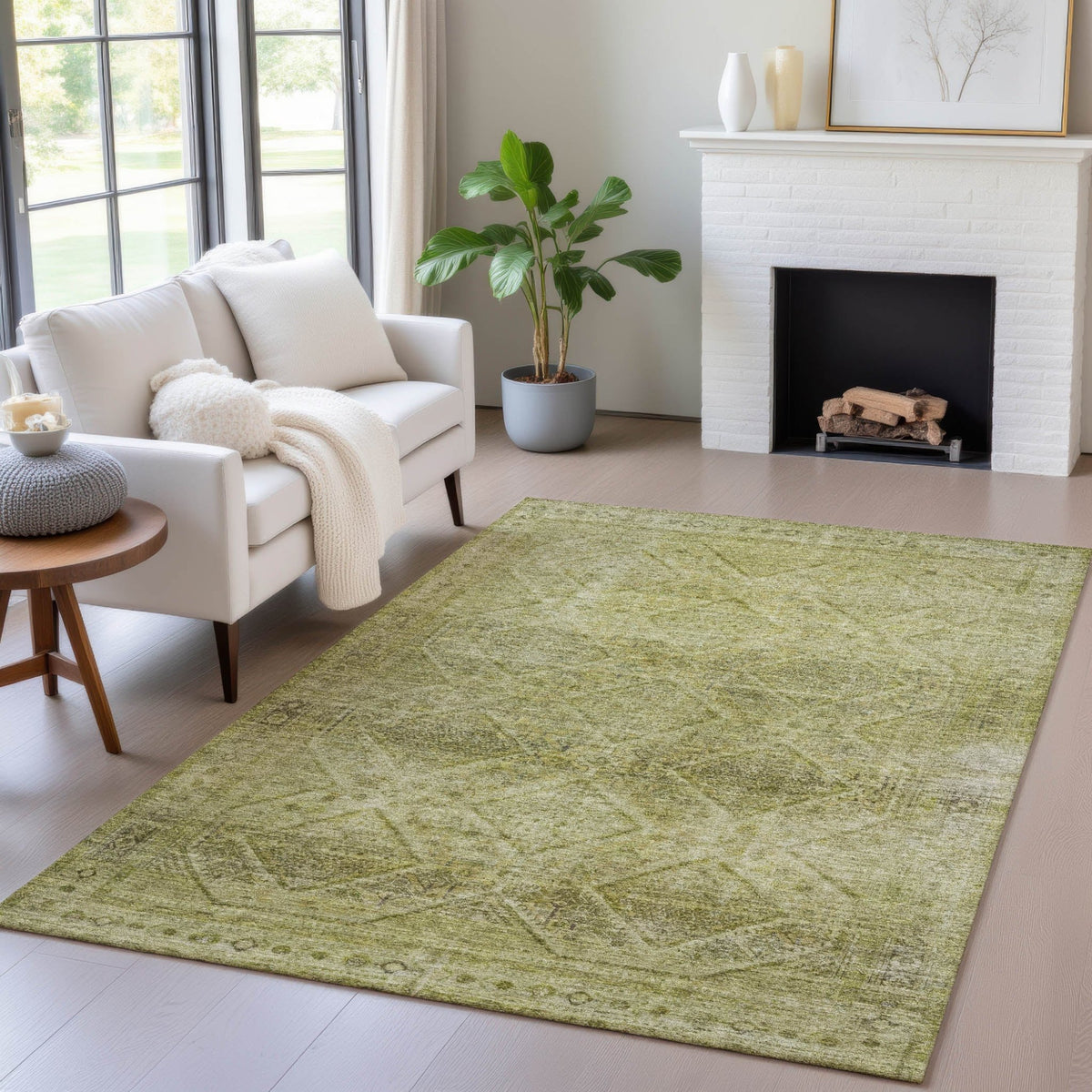 Addison Chantille ACN2060 Geometric Machine Made Transitional Aloe Rug