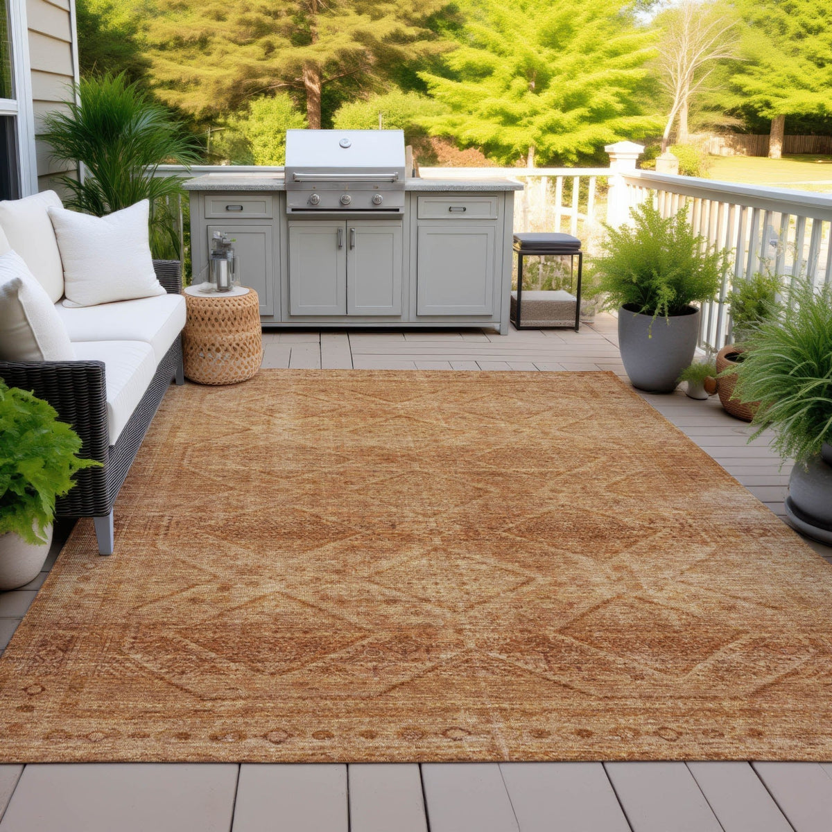 Addison Chantille ACN2060 Geometric Machine Made Transitional Copper Rug