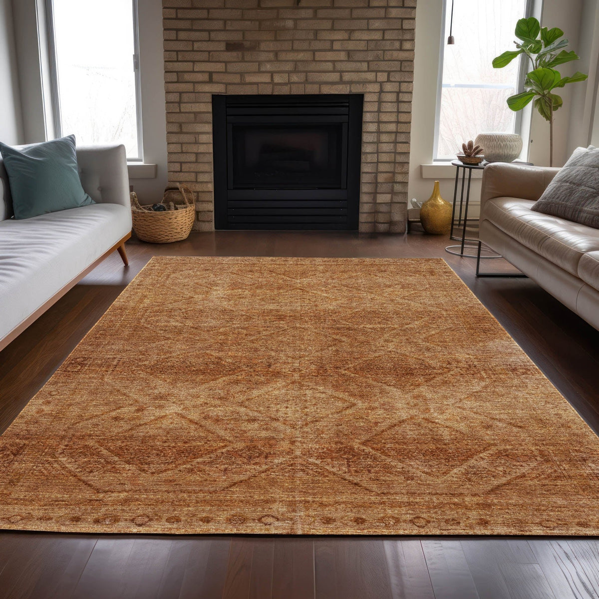 Addison Chantille ACN2060 Geometric Machine Made Transitional Copper Rug