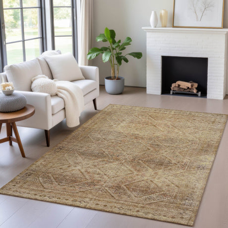 Addison Chantille ACN2060 Geometric Machine Made Transitional Khaki Rug