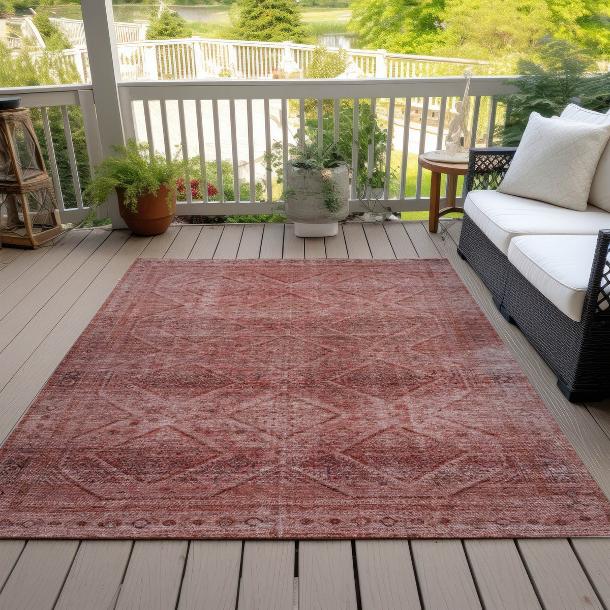 Addison Chantille ACN2060 Geometric Machine Made Transitional Pink Rug