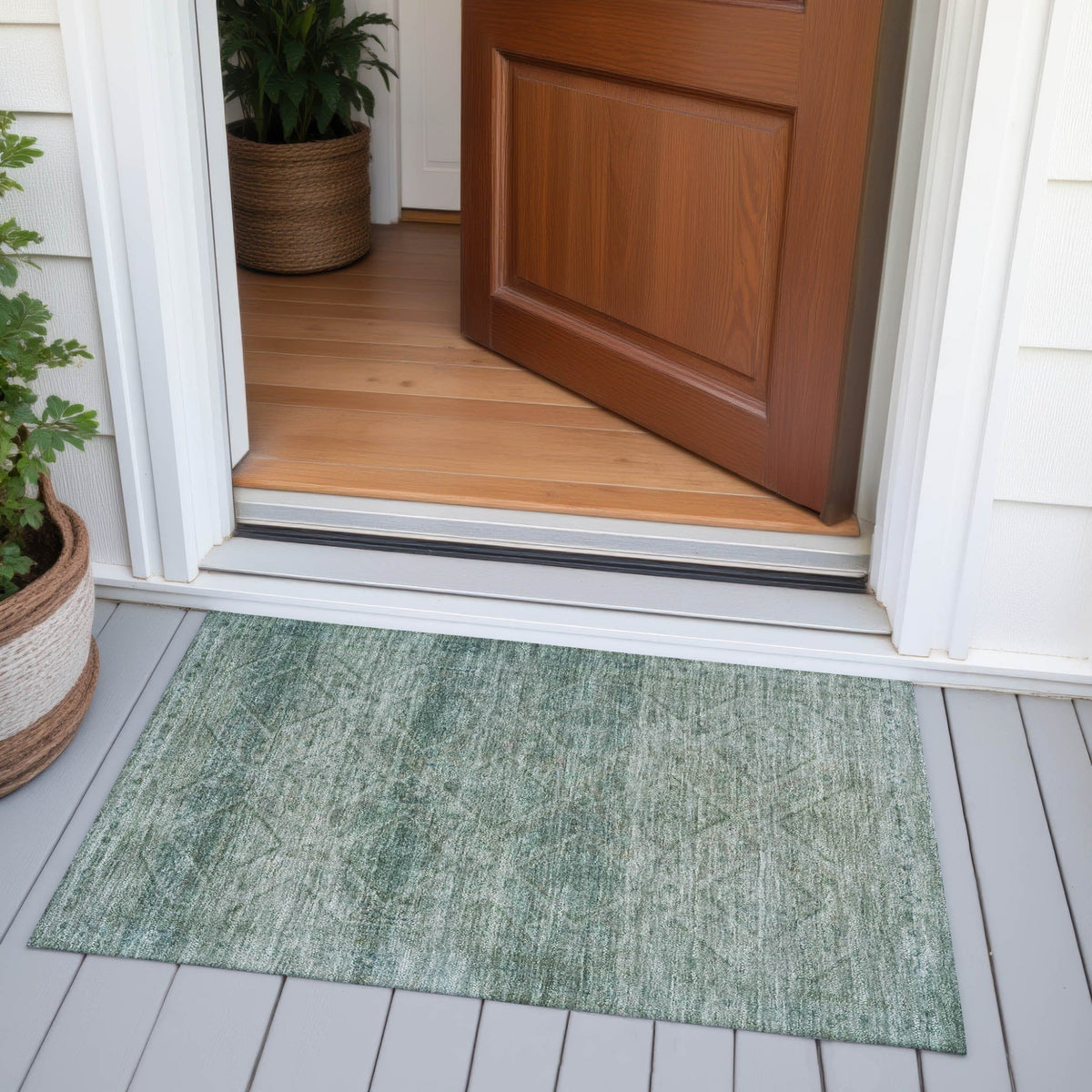 Addison Chantille ACN2060 Geometric Machine Made Transitional Teal Rug