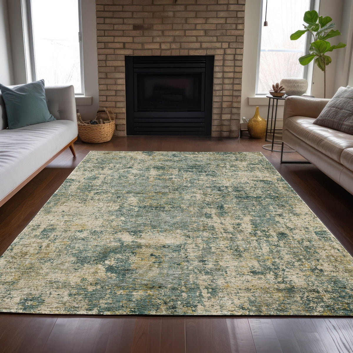 Addison Chantille ACN2061 Abstract Machine Made Transitional Aloe Rug