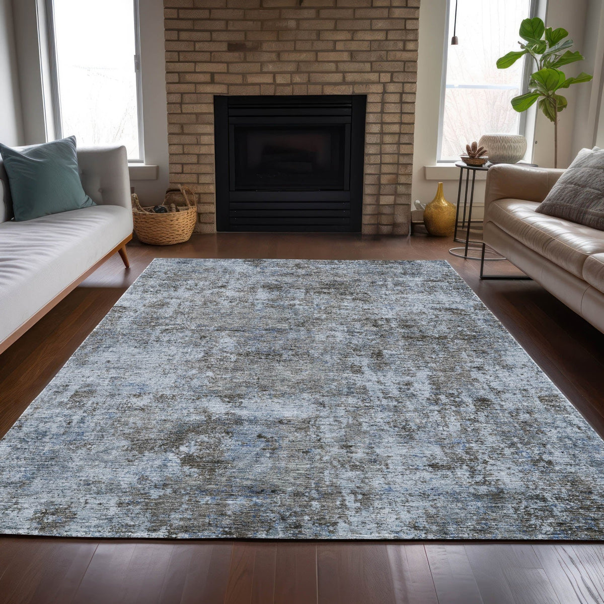Addison Chantille ACN2061 Abstract Machine Made Transitional Blue Rug