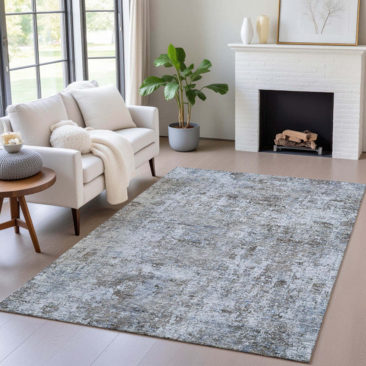 Addison Chantille ACN2061 Abstract Machine Made Transitional Blue Rug