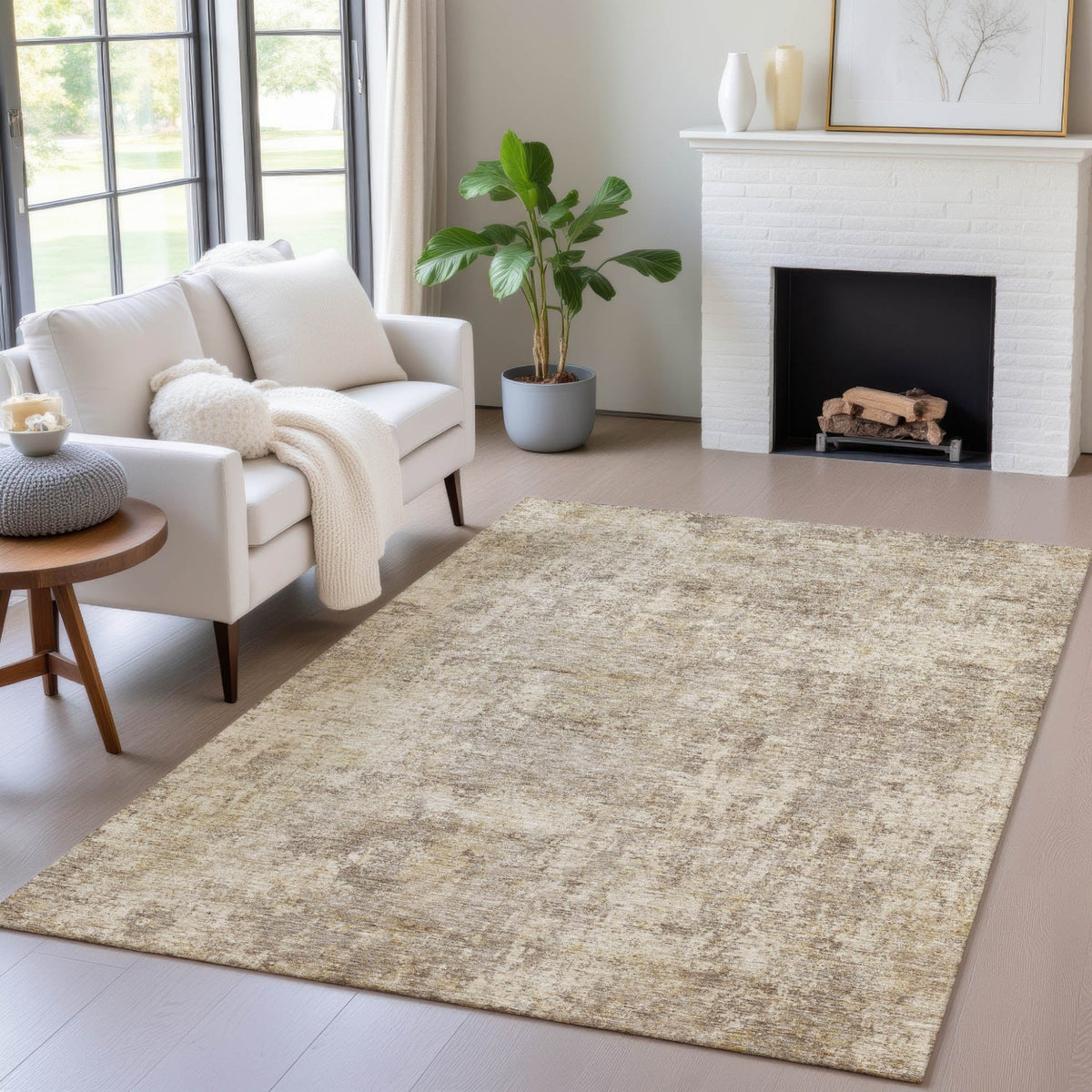 Addison Chantille ACN2061 Abstract Machine Made Transitional Taupe Rug