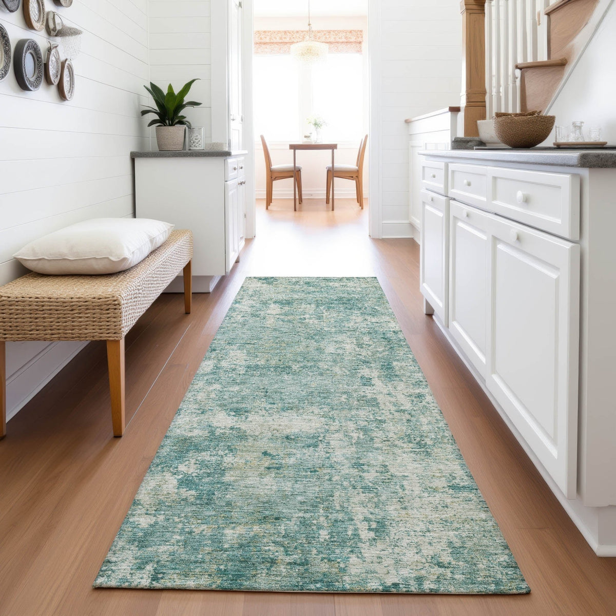 Addison Chantille ACN2061 Abstract Machine Made Transitional Teal Rug