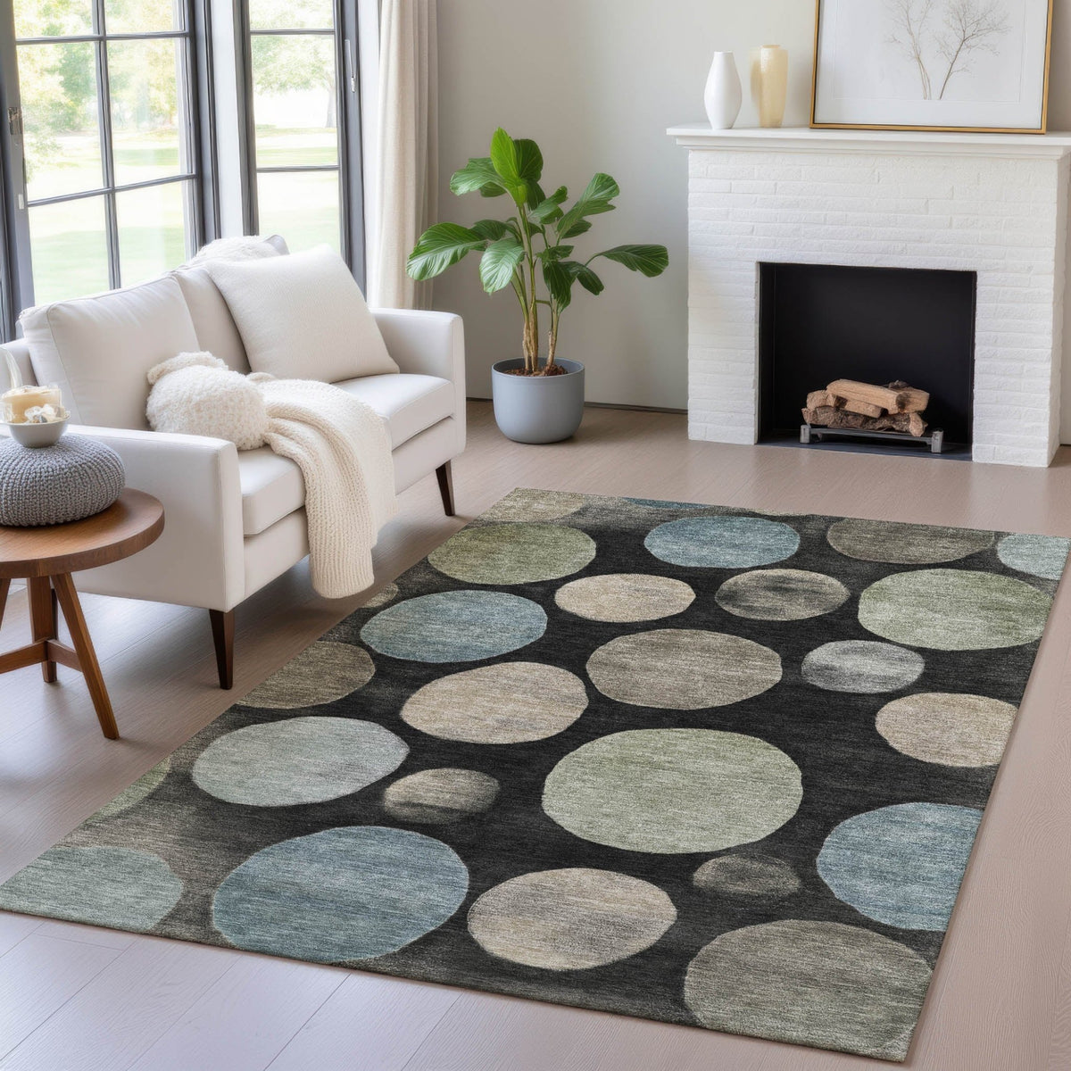 Addison Chantille ACN2062 Geometric Machine Made Transitional Black Rug