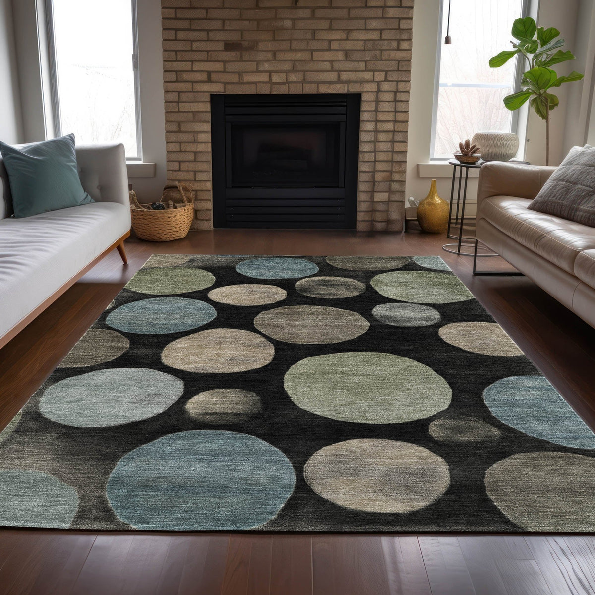 Addison Chantille ACN2062 Geometric Machine Made Transitional Black Rug