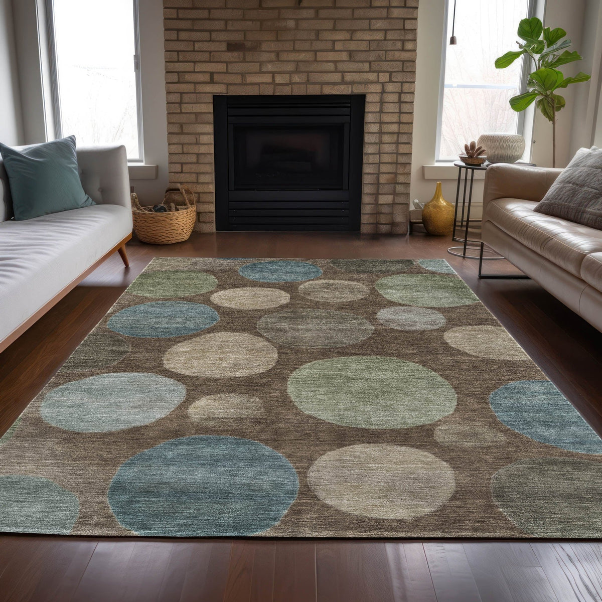 Addison Chantille ACN2062 Geometric Machine Made Transitional Chocolate Rug