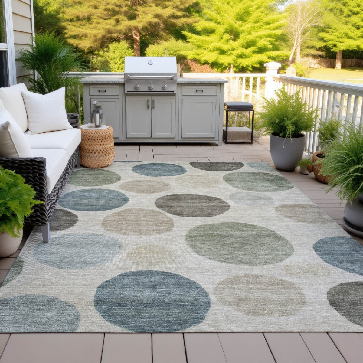 Addison Chantille ACN2062 Geometric Machine Made Transitional Khaki Rug