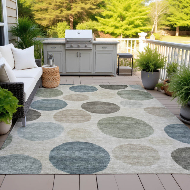 Addison Chantille ACN2062 Geometric Machine Made Transitional Khaki Rug