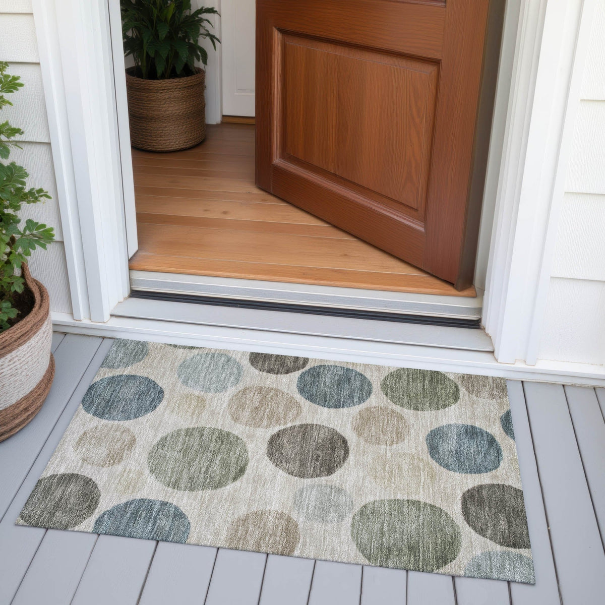 Addison Chantille ACN2062 Geometric Machine Made Transitional Khaki Rug