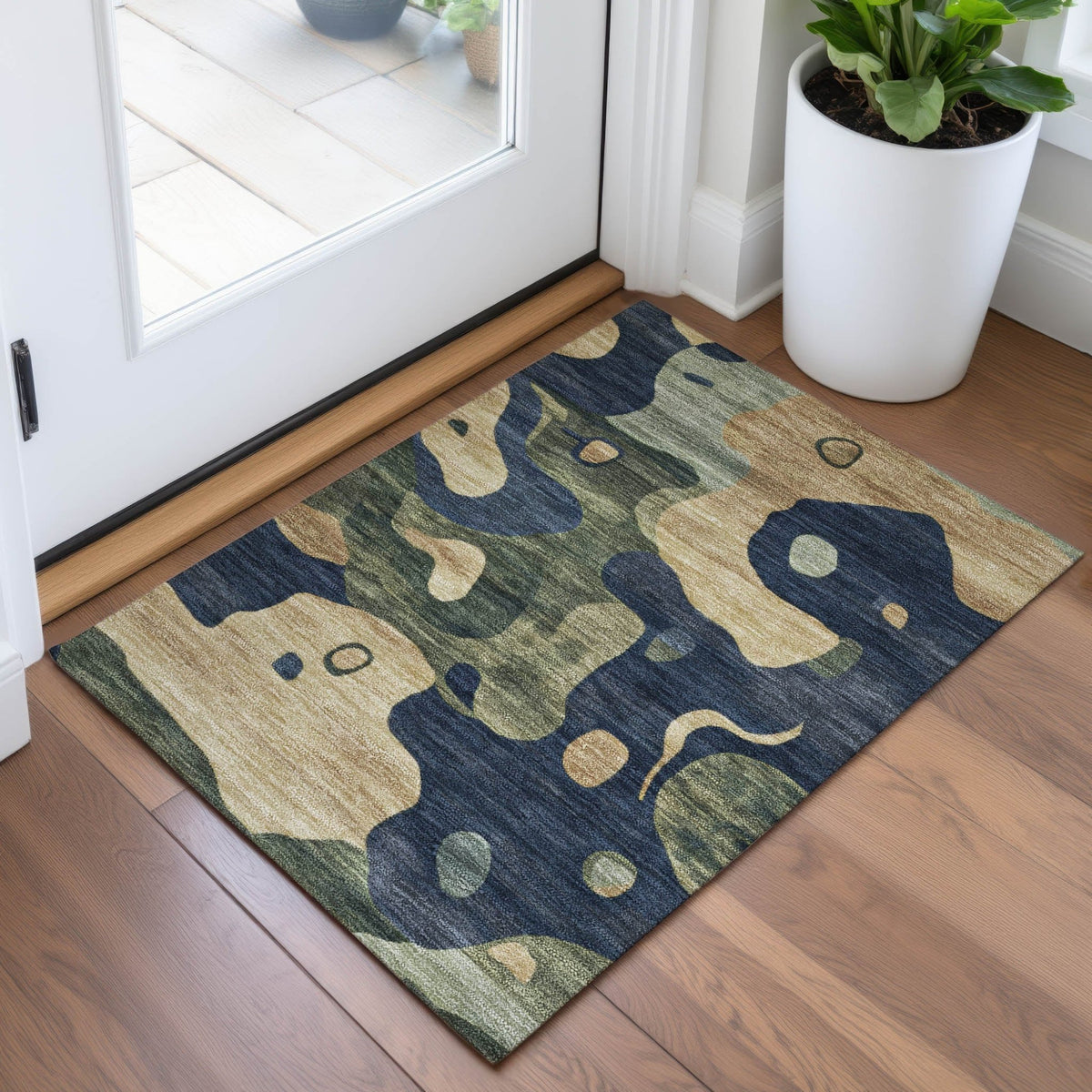 Addison Chantille ACN2063 Abstract Machine Made Transitional Navy Rug