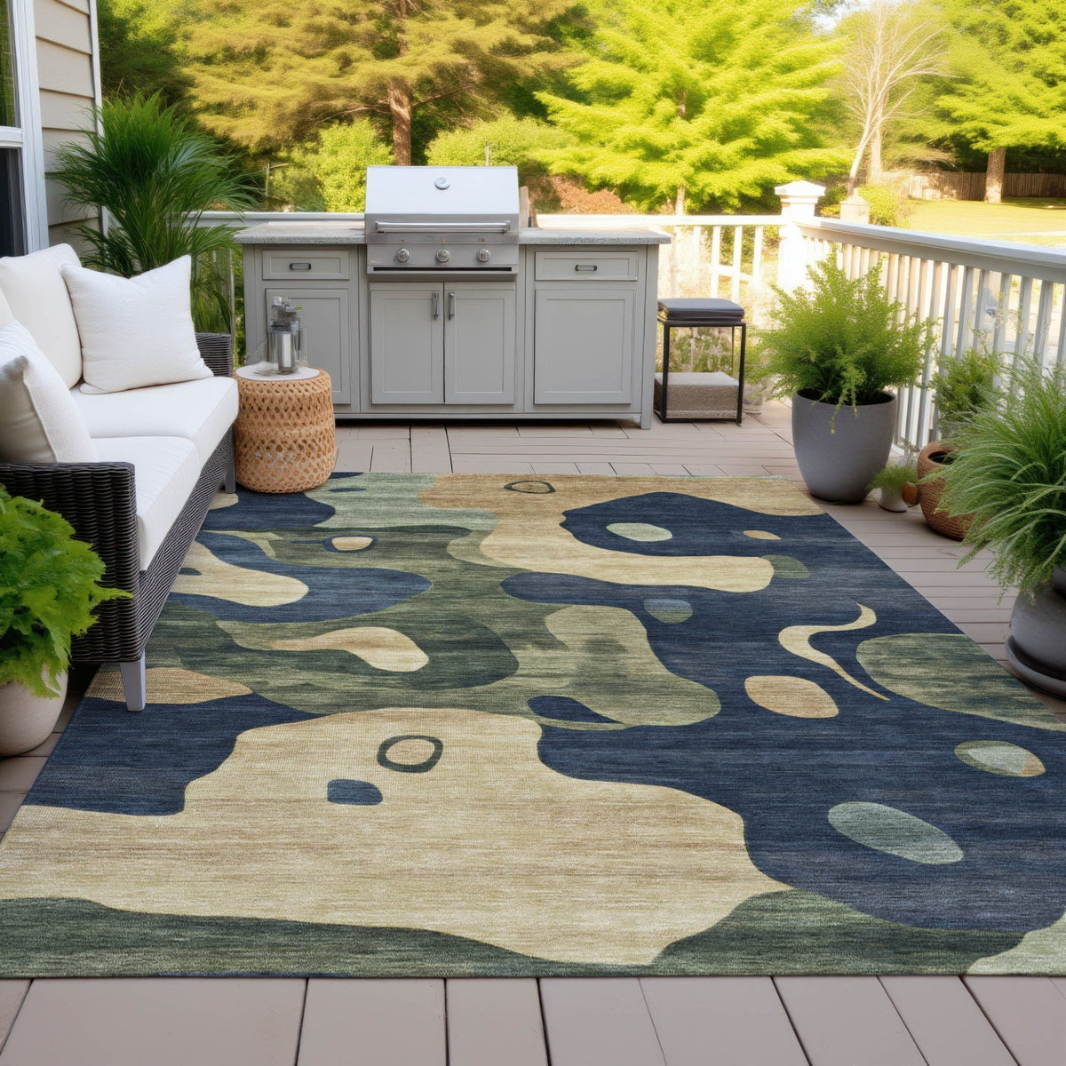 Addison Chantille ACN2063 Abstract Machine Made Transitional Navy Rug