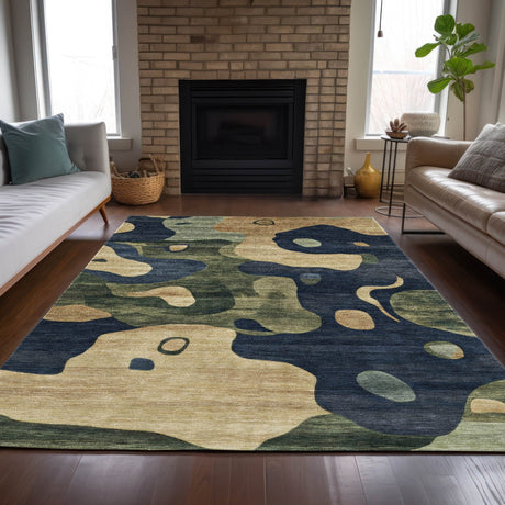 Addison Chantille ACN2063 Abstract Machine Made Transitional Navy Rug
