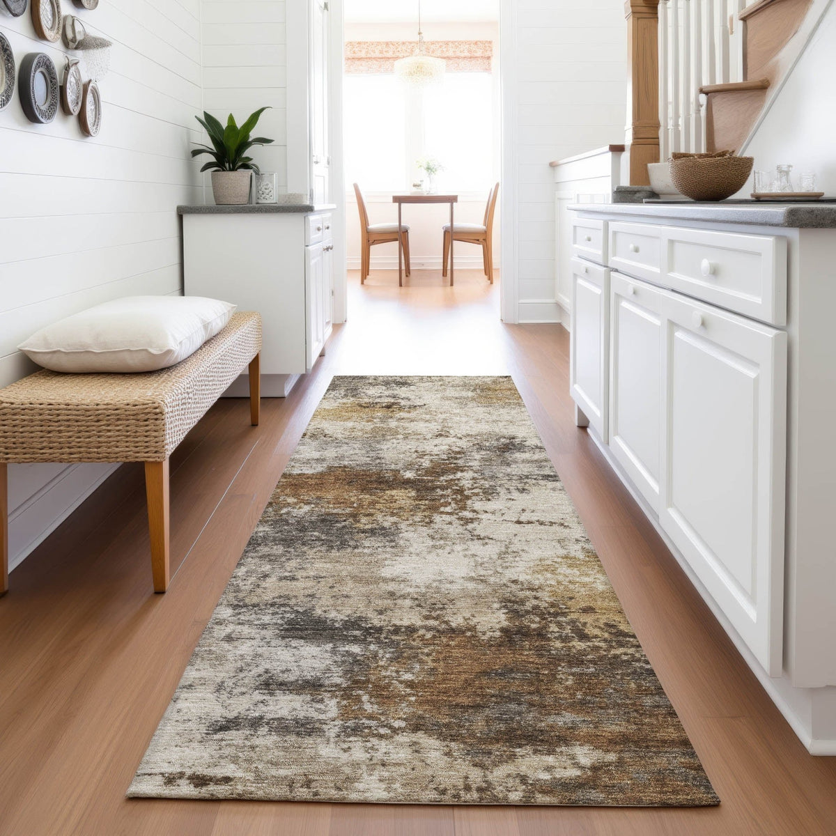Addison Chantille ACN2064 Abstract Machine Made Transitional Brown Rug